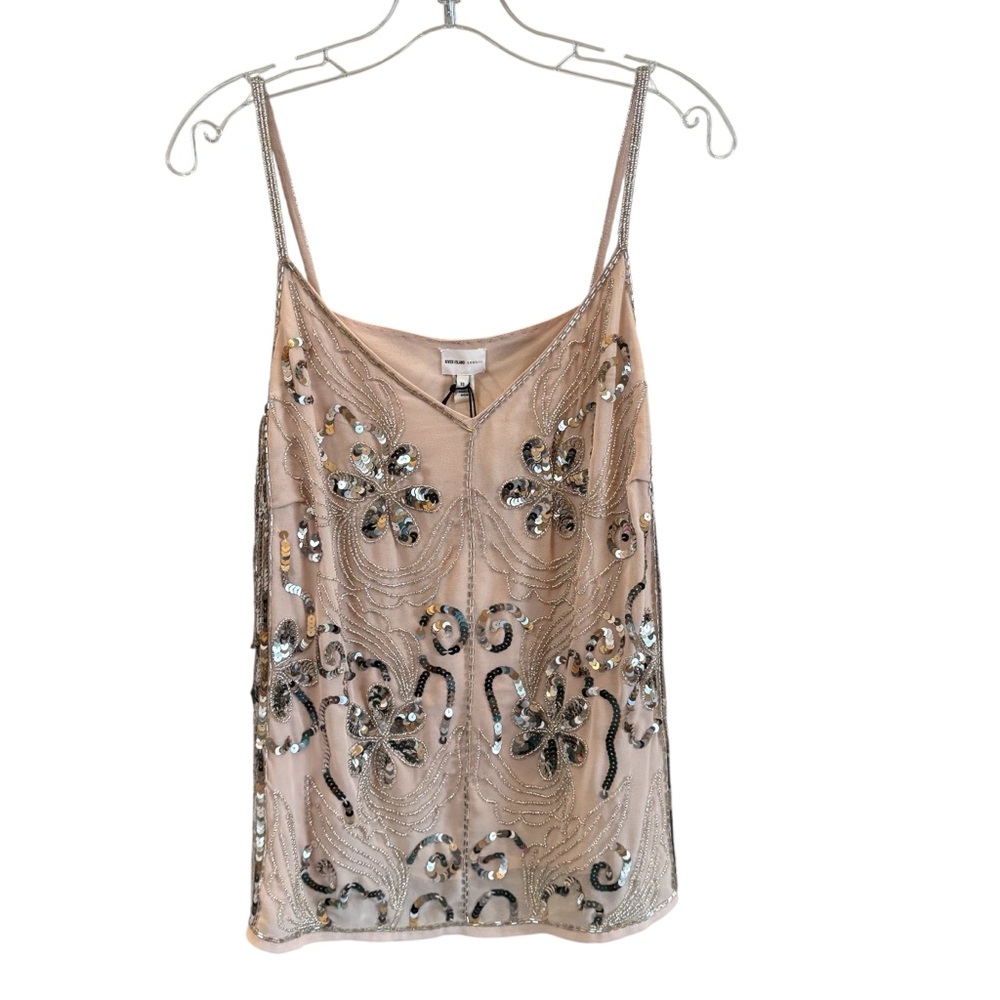 NWT River Island Sequin Light Pink Tank Top Size US 12
